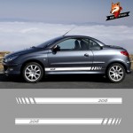 Auto Sport Styling Vinyl Car Sticker Vinyl Auto Side Stripes Sticker Car Door Decals Graphics for Peugeot 206